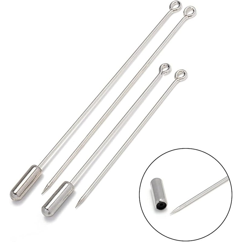 Aifeier ET Metal Brooch Stick Pins with Stopper Ends Safety Copper Long Needle Eye Pins for Men Women Suit Tie Hat Scarf DIY Jewelry Accessories, Silver 20pcs 50mm & 20pcs 70mm - Image 2