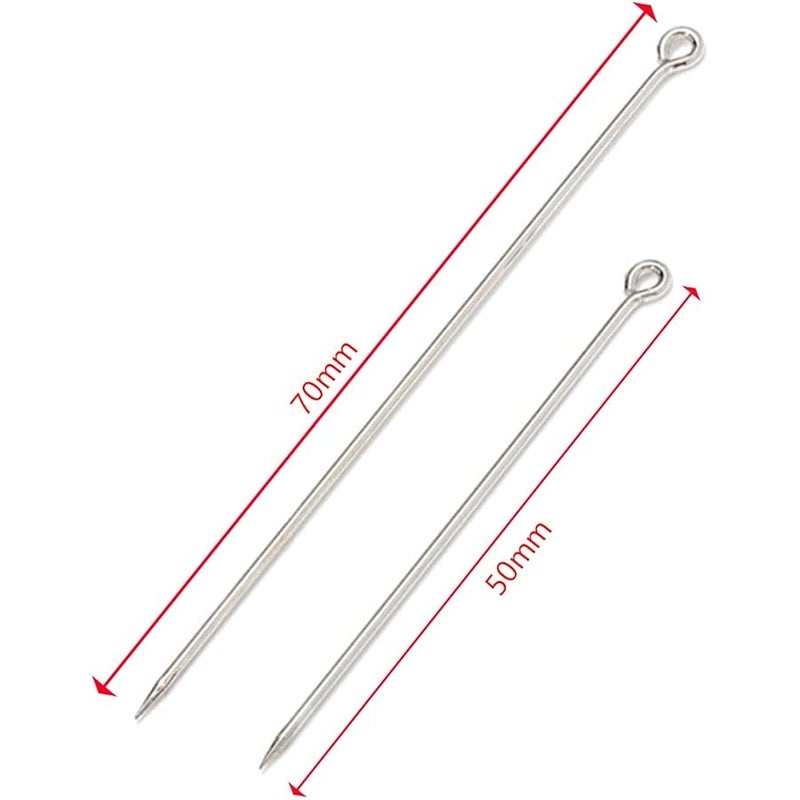Aifeier ET Metal Brooch Stick Pins with Stopper Ends Safety Copper Long Needle Eye Pins for Men Women Suit Tie Hat Scarf DIY Jewelry Accessories, Silver 20pcs 50mm & 20pcs 70mm - Image 3