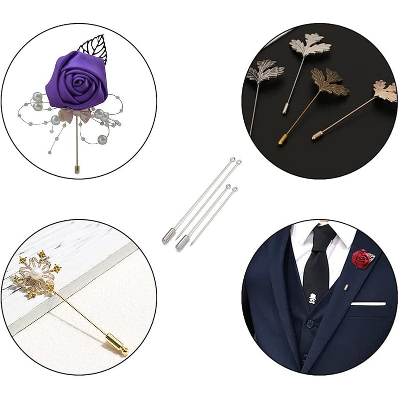 Aifeier ET Metal Brooch Stick Pins with Stopper Ends Safety Copper Long Needle Eye Pins for Men Women Suit Tie Hat Scarf DIY Jewelry Accessories, Silver 20pcs 50mm & 20pcs 70mm - Image 4