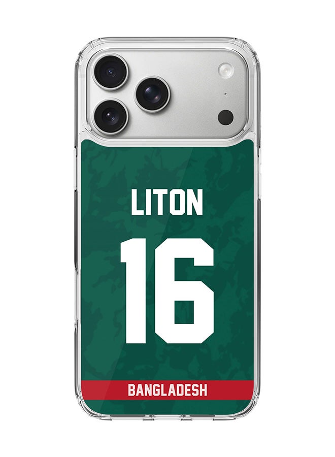 Stylizedd Classic Clear MagSafe Case for iPhone 17 Pro Max , Hybrid Soft Case Flexible Edges Anti Drop TPU PC Gel Thin Transparent Cover [ Designed for iPhone 17 Pro Max ] - Team Bangladesh Liton Das, Jersey No 16
