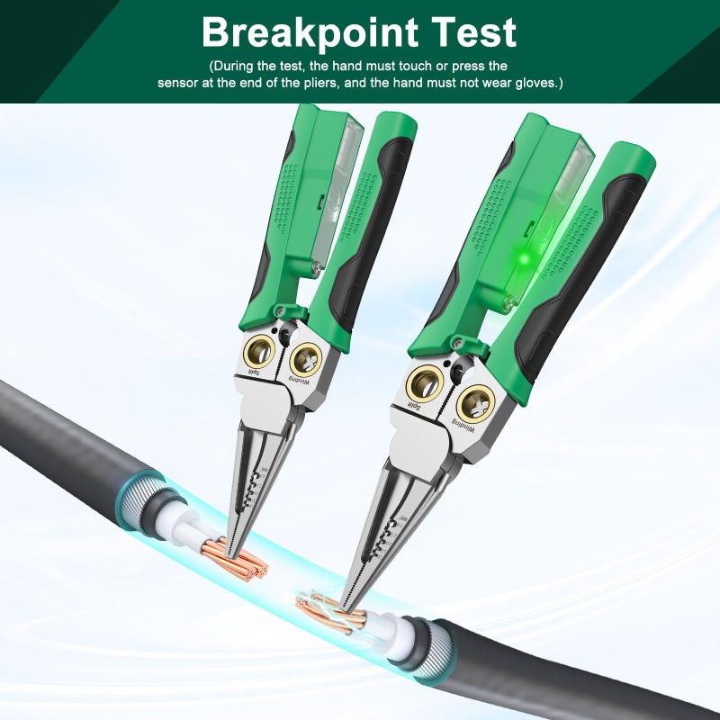 GADO Pro 8-in-1 Wire Stripper/Cutter with Voltage Tester & Dual Alarms - Heavy Duty 12-250V AC/DC Electrical Tester for Hot/Neutral Wires - Electrician, HVAC, Car Repair Tool (Green) - Image 4