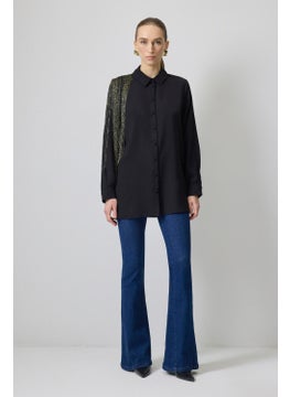 Touche Prive Crepe Shirt with Tassel Sleeves  - Image 1