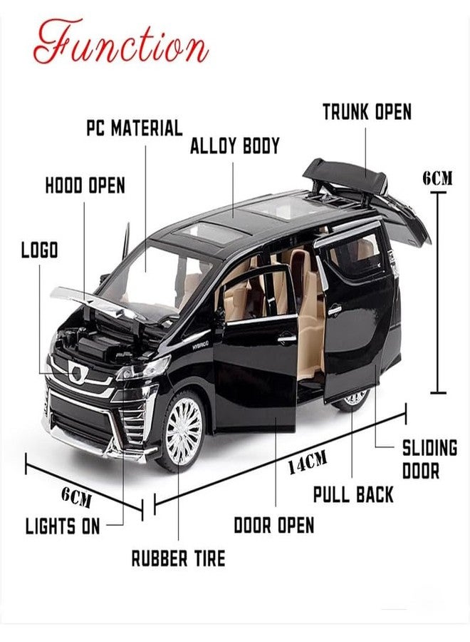 AHBHT Kids Model 1:32 Alphard Die Cast Metal Car Pull Back Action Opening Doors with Realistic Engine Sound Lights Toy Car Gift for Boys - White - Image 2
