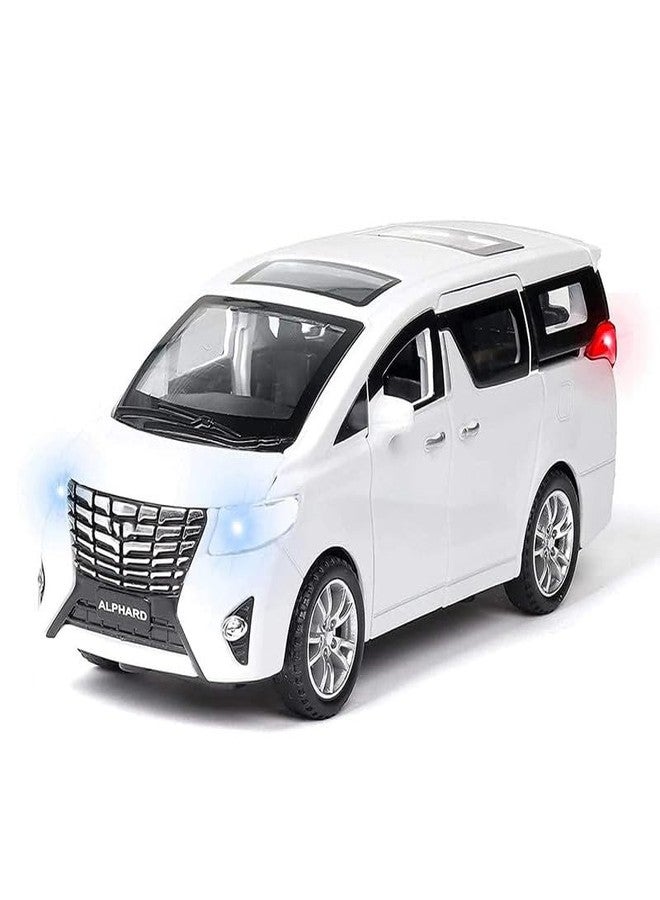 AHBHT Kids Model 1:32 Alphard Die Cast Metal Car Pull Back Action Opening Doors with Realistic Engine Sound Lights Toy Car Gift for Boys - White - Image 1