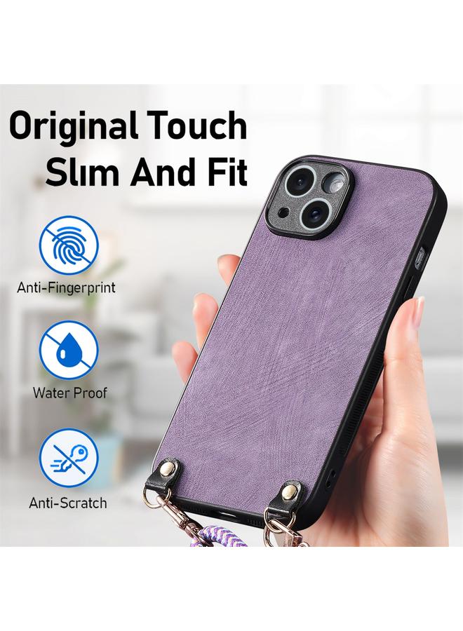 Zaboon Case For iPhone 12 mini Vintage Leather PC Back Cover Phone Case with Crossbody Strap - Image 5