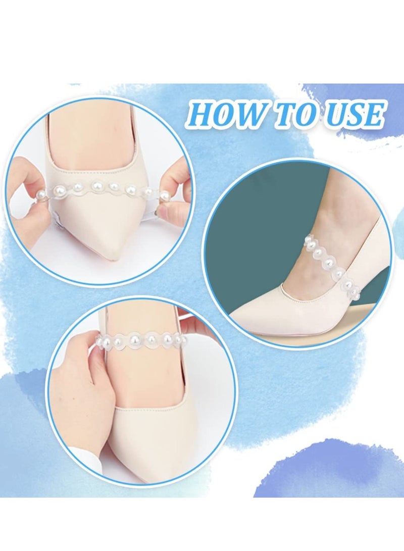 Excefore Shoe Straps for Heels, Detachable Shoe Straps for Heels, Heels Pearl Beaded  Anti Fall Straps, Elastic Replacement Ankle Straps for Heels, High Heel Shoe Laces for Women - Image 5