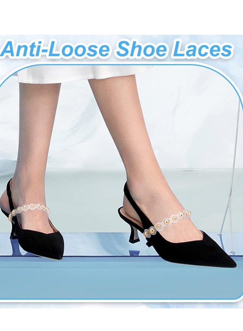 Excefore Shoe Straps for Heels, Detachable Shoe Straps for Heels, Heels Pearl Beaded  Anti Fall Straps, Elastic Replacement Ankle Straps for Heels, High Heel Shoe Laces for Women - Image 3