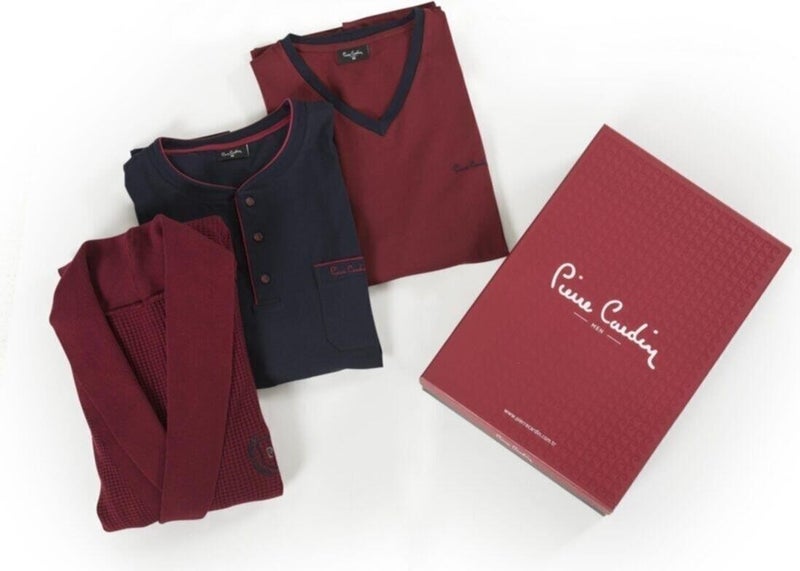 pierre cardin 5595 5 Pieces Sleepwear Pajama Set - Claret Red  - Image 3