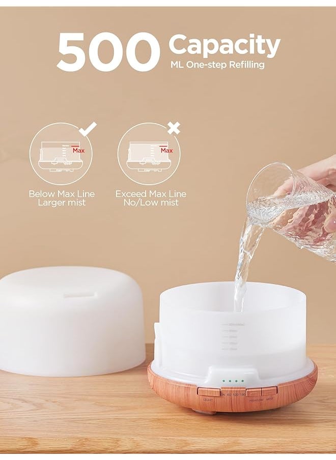 erorex - 500Ml Essential Oil Diffuser With Remote Control Ultrasonic Aromatherapy Diffusers Scent Humidifier Vaporizer Auto Off Timer For Large Room Home - Image 1