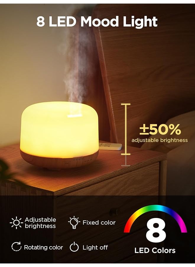 erorex - 500Ml Essential Oil Diffuser With Remote Control Ultrasonic Aromatherapy Diffusers Scent Humidifier Vaporizer Auto Off Timer For Large Room Home - Image 1