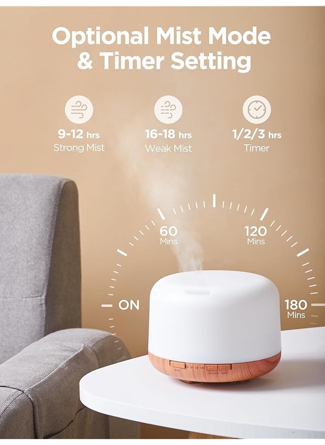 erorex - 500Ml Essential Oil Diffuser With Remote Control Ultrasonic Aromatherapy Diffusers Scent Humidifier Vaporizer Auto Off Timer For Large Room Home - Image 1