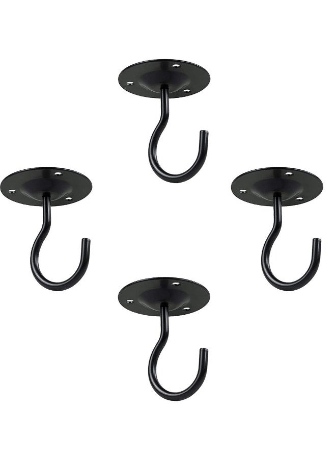 Ceiling Hooks,Premium Heavy Duty Metal Hangers, Wall Mount Hangers for Hanging Bird Feeders, Planters, Lanterns, Artworks, String Lights, Wind Chimes, Baskets, 4PCS Black  - Image 1