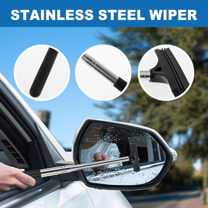 windforgecraft 2Pcs Car Side Mirror Squeegee, Retractable Car Mirror Wiper, Car Rearview Mirror Wiper, Car Side Mirror Wiper, Rear View Mirror Wiper, Portable Car Squeegee Wiper, Universal Automotive Accessories - Image 2