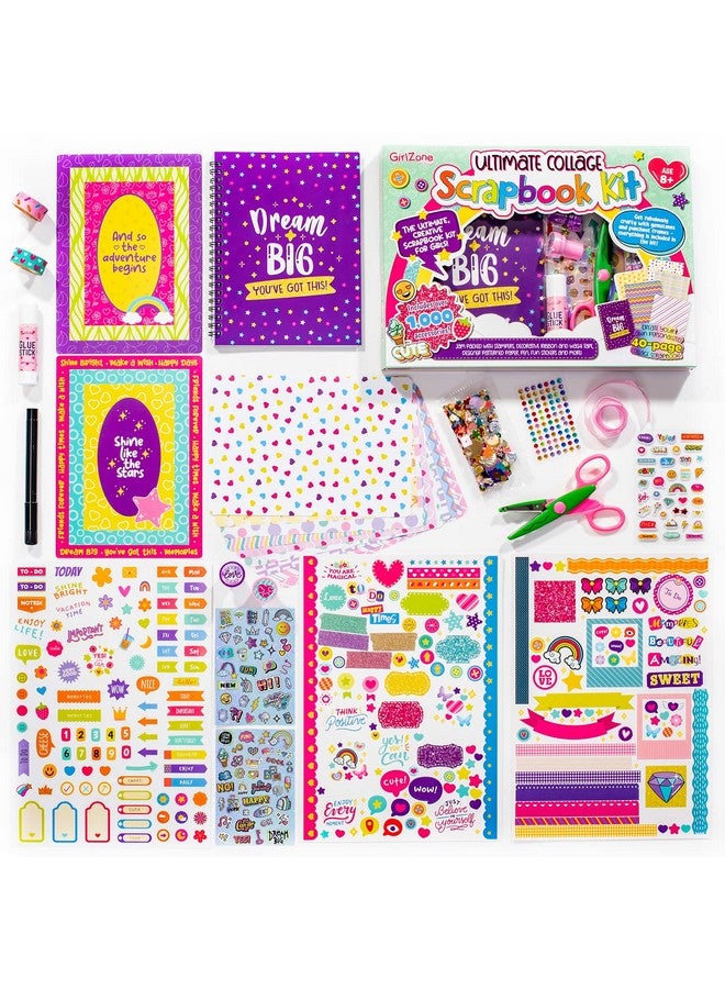 GirlZone Ultimate Collage Scrapbook Kit, Includes Scrapbook Stickers and Fun Scrapbook Accessories to Make an Amazing 40-Page Photo Album Scrapbook, Perfect for Valentine and Easter Gifts - Image 1
