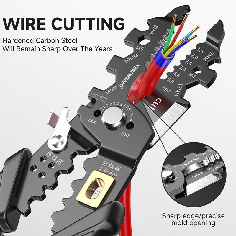 SIMPLICO 25in1 Multifunction Wire Strippers Electeical 8 inch Wire Crimping Tool Wire Cutter Professional Electrician Pliers Tools and Cable Stripper for Cutting Stripping Shearing  - Image 4