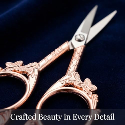 GLEXAL Crochet Scissors with Cover – Rose Gold Vintage Small Embroidery Scissors, Sharp Craft Scissors for Yarn Thread Sewing Needlework, Pretty Gift for Crocheter Quilter, 4.6 Inch - Image 4