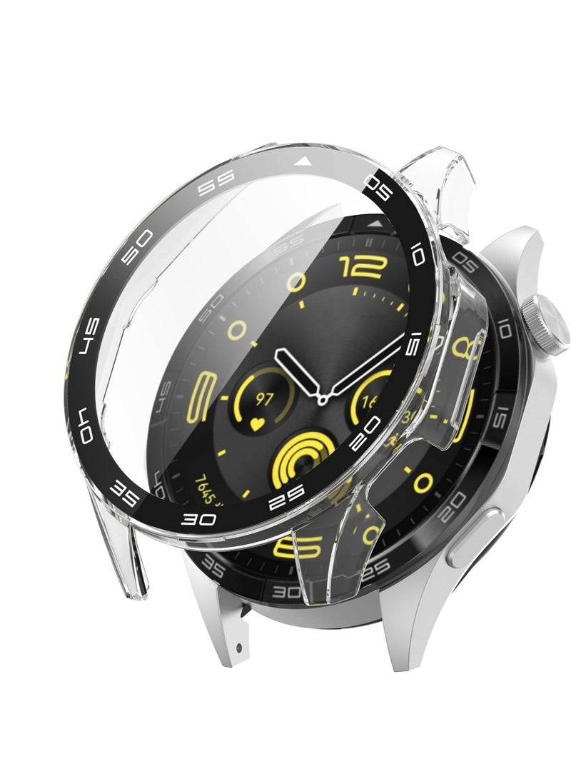 Protective Case with Scale for Huawei Watch GT 5 Smartwatch 46 mm, Hard PC Case with Glass Screen Protector Compatible with Huawei Watch GT 5 46 mm Smartwatch (Transparent) - Image 1