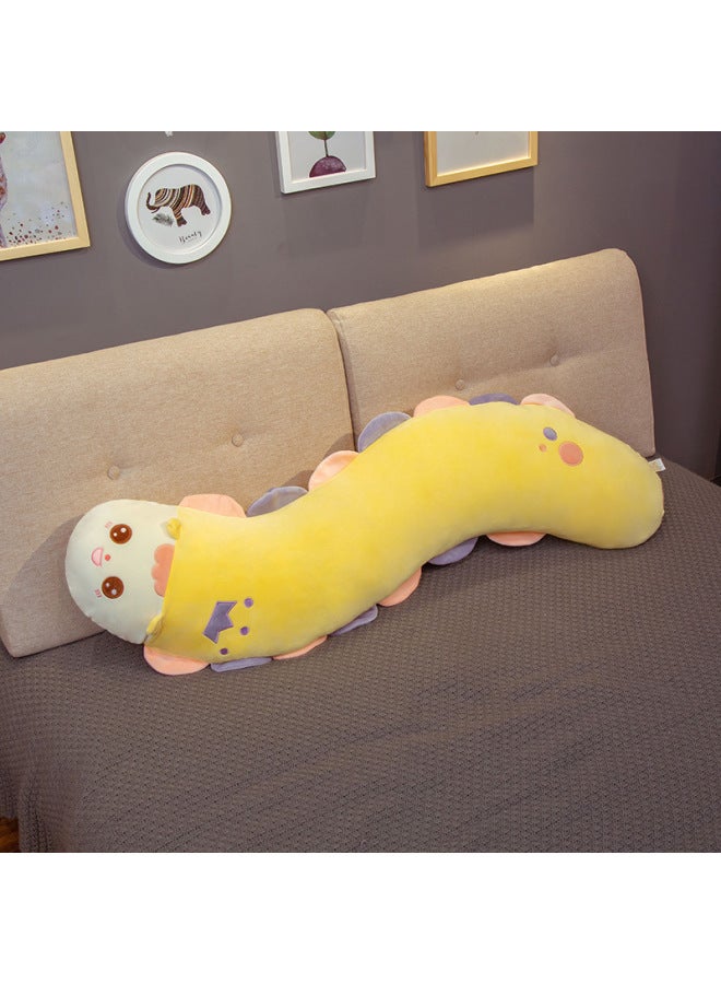 Caterpillar Plush Toy Long Sleeping Pillow Doll Cute Bed Rag Doll Big Doll Birthday Gift For Women-Color:Yellow-Height:90cm (removable And Washable) - Image 1