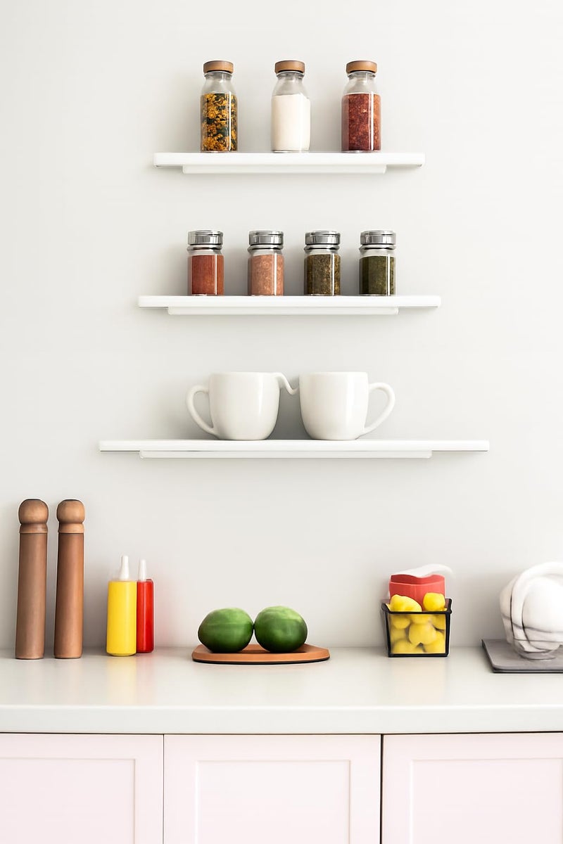 myl Metal Floating Shelf for Wall, Decorative Wall, Long Wall Shelf, Nordic, Modern Design,for Living Room & Bedroom, Home Decor Items Plant Pot mounting (White, 17 Inch) - Image 4
