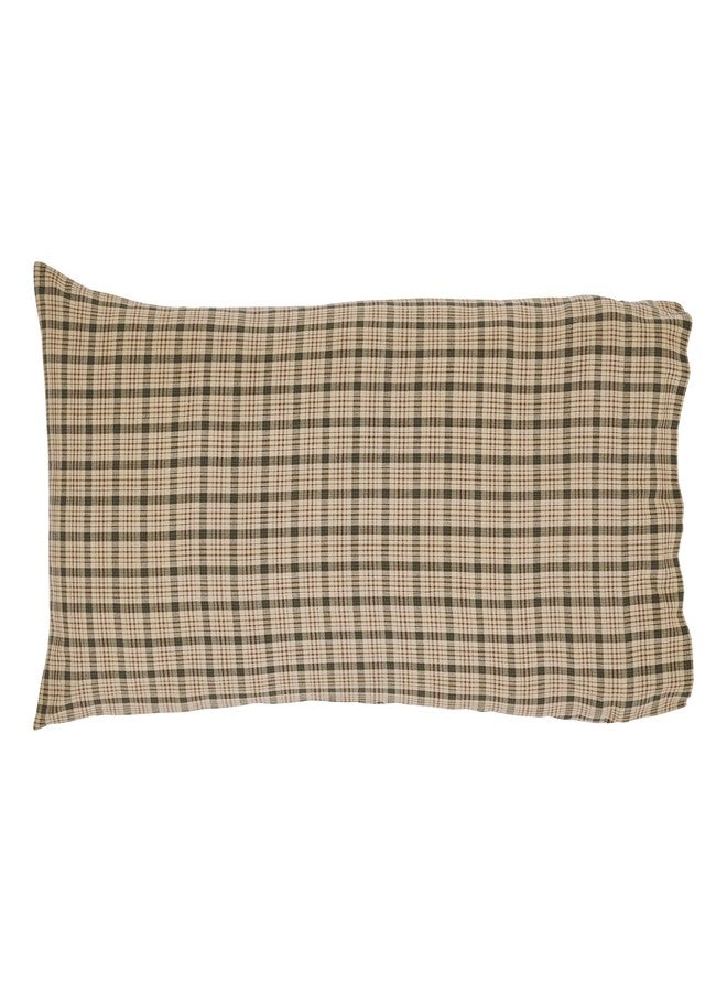 VHC Brands Cider Mill King-Size Plaid Pillow Case, Tan, 21x40, Set of 2 - Image 5