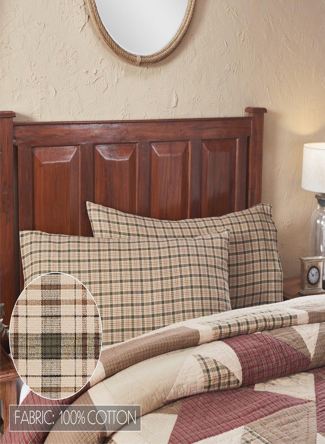 VHC Brands Cider Mill King-Size Plaid Pillow Case, Tan, 21x40, Set of 2 - Image 4