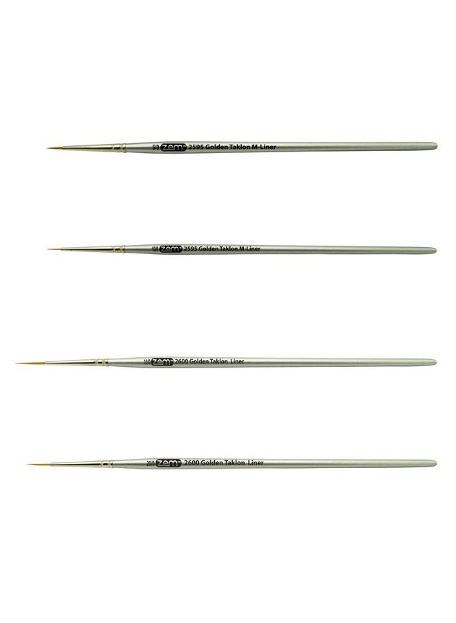 ZEM BRUSH Golden Taklon Detail Brush Set Liners 20/0, 10/0 and Mini Liners 10/0, 5/0 - Image 2