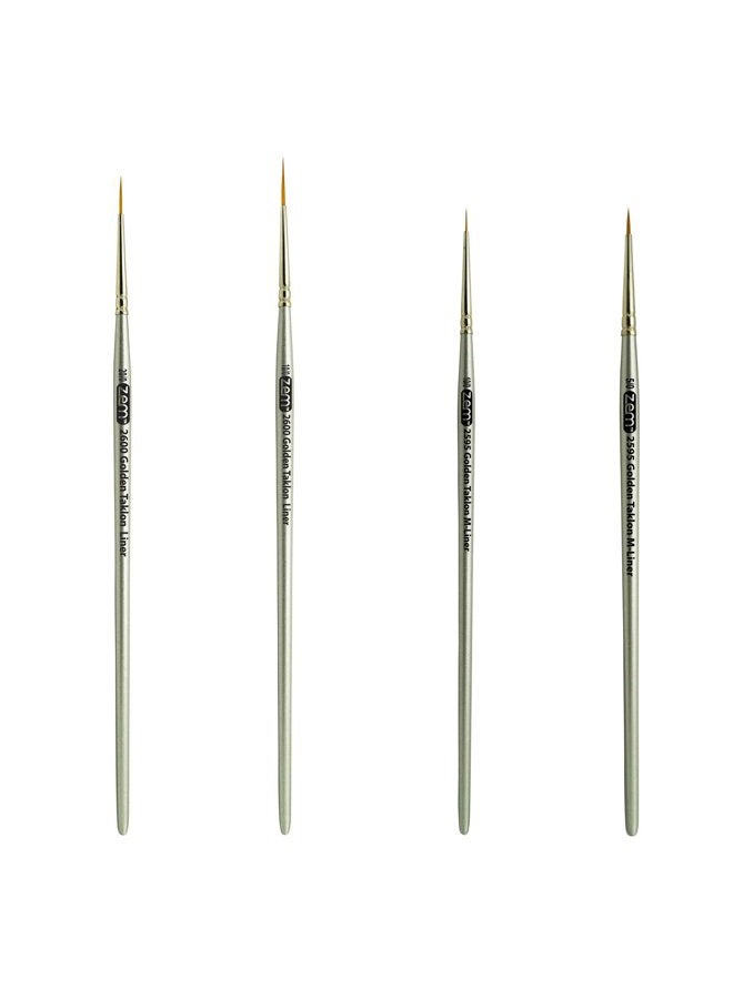 ZEM BRUSH Golden Taklon Detail Brush Set Liners 20/0, 10/0 and Mini Liners 10/0, 5/0 - Image 3