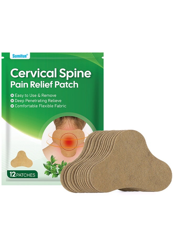 سوميفون رقعة تسخين الرقبة من Sumifun Wormwood لتخفيف آلام الرقبة والكتف، 12 قطعة، رقعة حرارية عميقة، رقعة عشبية لتخفيف آلام الظهر والركبة والرقبة والكتف وآلام العضلات - Image 1
