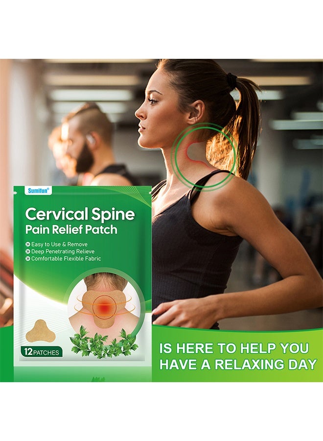 سوميفون رقعة تسخين الرقبة من Sumifun Wormwood لتخفيف آلام الرقبة والكتف، 12 قطعة، رقعة حرارية عميقة، رقعة عشبية لتخفيف آلام الظهر والركبة والرقبة والكتف وآلام العضلات - Image 2