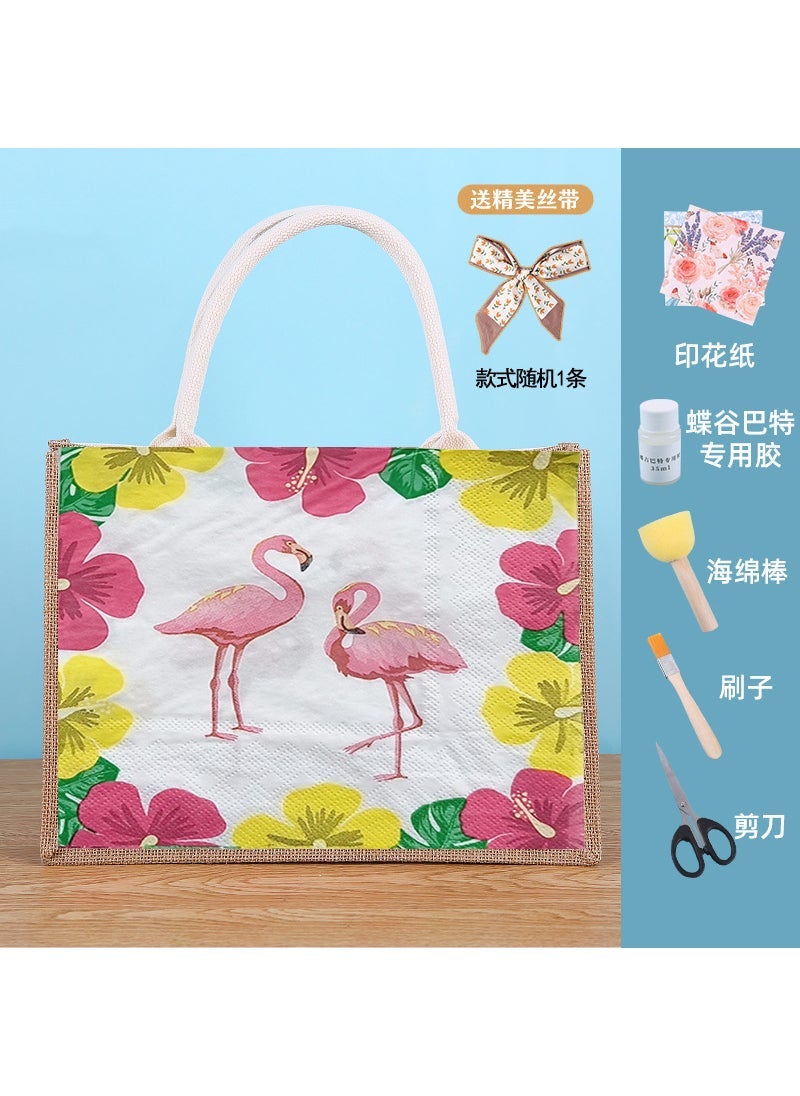 DIY Butterfly Tote Bag Craft Kit Cross 13 Flamingo 2 Send Full Package