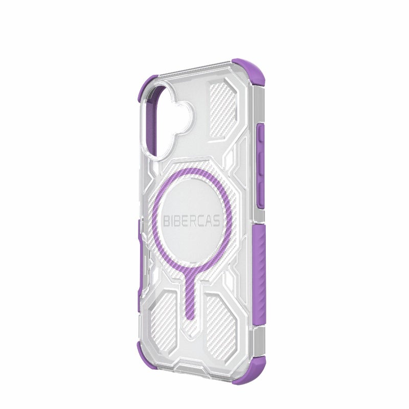 BIBERCAS For Iphone 17 Transparent Color Series Magsafe Air Bag Shockproof Phone Case(Purple) - Image 3