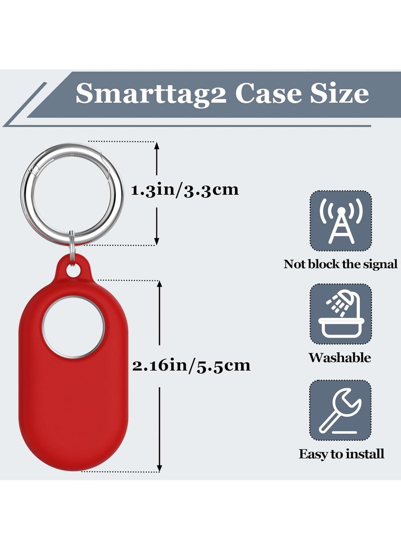 Raxoom Silicone Case Protective Cover For Samsung Galaxy Smart Tag 2 Anti-scratch Sleeve Housing Carrying Case With Keychain Red  - Image 1