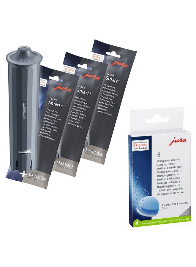 jura Jura Claris Smart+ Water Filters 3-Phase 6 Cleaning Tablets - Value Combo - 3 Filters + 6 Cleaning Tablets  - Image 1