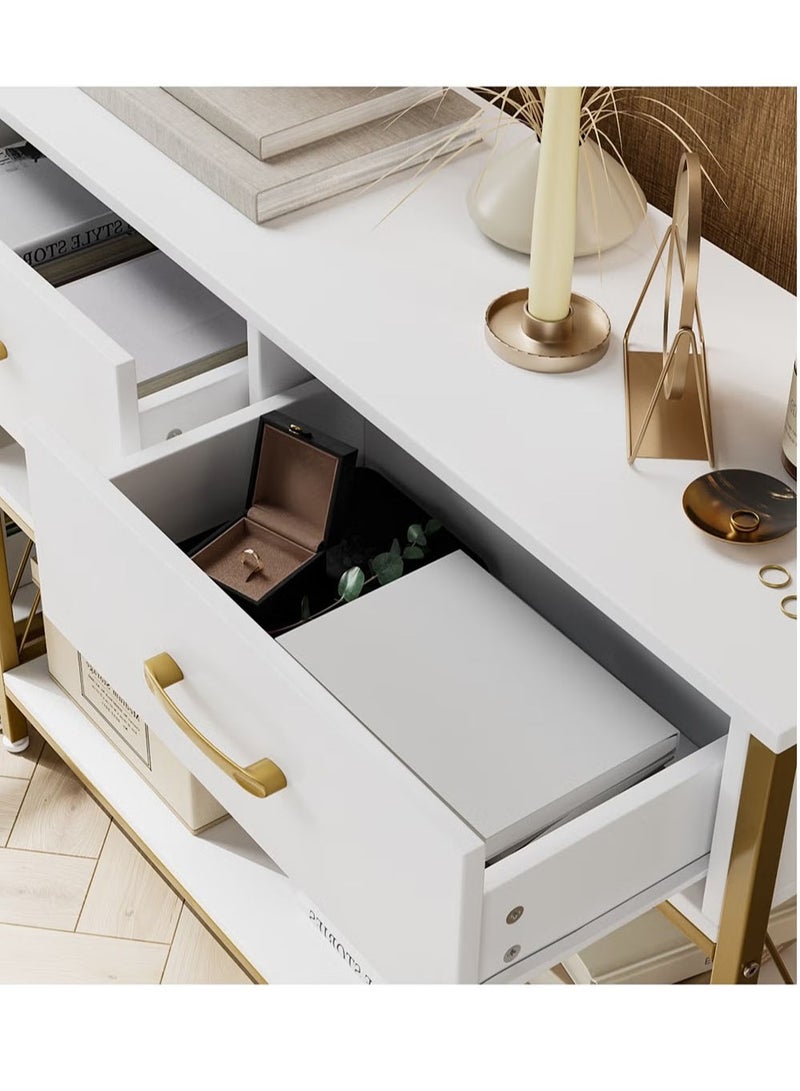 AGD Entryway Table with 2-Tier Storage Shelves, Sofa Table with 2 Drawers, Console for Entryway, Living Room, Kitchen, Foyer, Office 100*30*81cm - Image 4