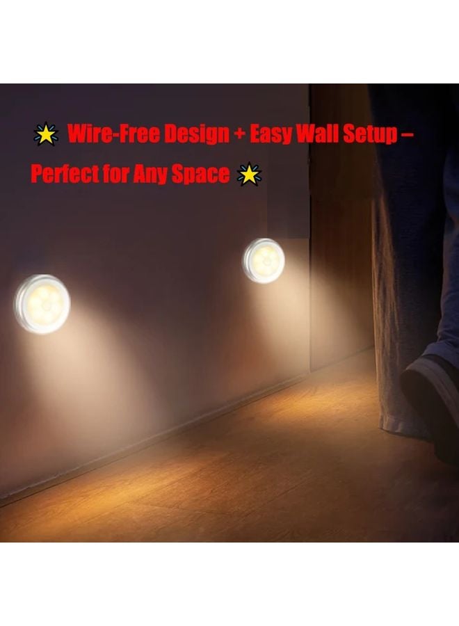 قطعتان من مصابيح ليلية مضيئة بمغناطيس وضوء دافئ، ذكية بمستشعر مزدوج تعمل بالبطارية - Image 4