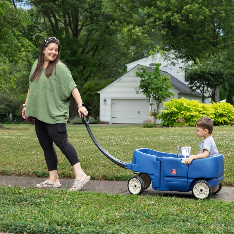 Step2 Wagon for Two Plus, Kids Ride On Toy, Stroller Substitute, Includes Seat Belts, Made of Durable Plastic, Max Weight 75 lbs., For Toddlers 1.5-5 Years Old, Denim Blue - Image 5
