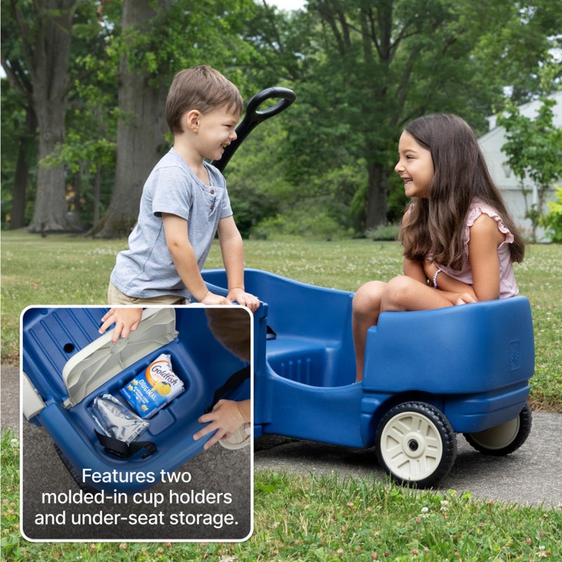 Step2 Wagon for Two Plus, Kids Ride On Toy, Stroller Substitute, Includes Seat Belts, Made of Durable Plastic, Max Weight 75 lbs., For Toddlers 1.5-5 Years Old, Denim Blue - Image 4