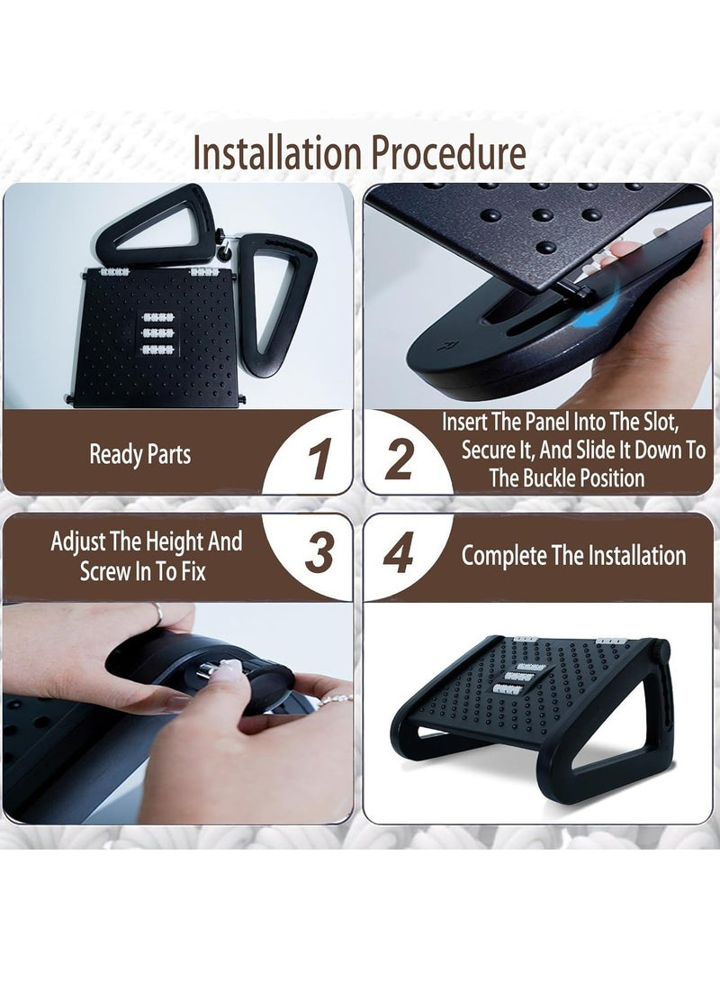 Joyelink Under Desk Foot Rest for Office, Adjustable Ergonomic Accessories Portable Small Foot Stool Massager, Computer Leg Rest for High Gaming Chair Chair Footstool for Leg Rest - Image 4