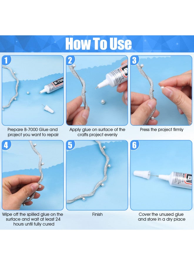 Cruzix B-7000 Glue Clear for Rhinestone Crafts, Jewelry and Bead Adhesive B7000 Semi Fluid High Viscosity Glues for Clothes Shoes Fabric Cell Phones Screen Repair Metal Stone Nail Art Glass (4x15 ml/0.5 oz)  - Image 4