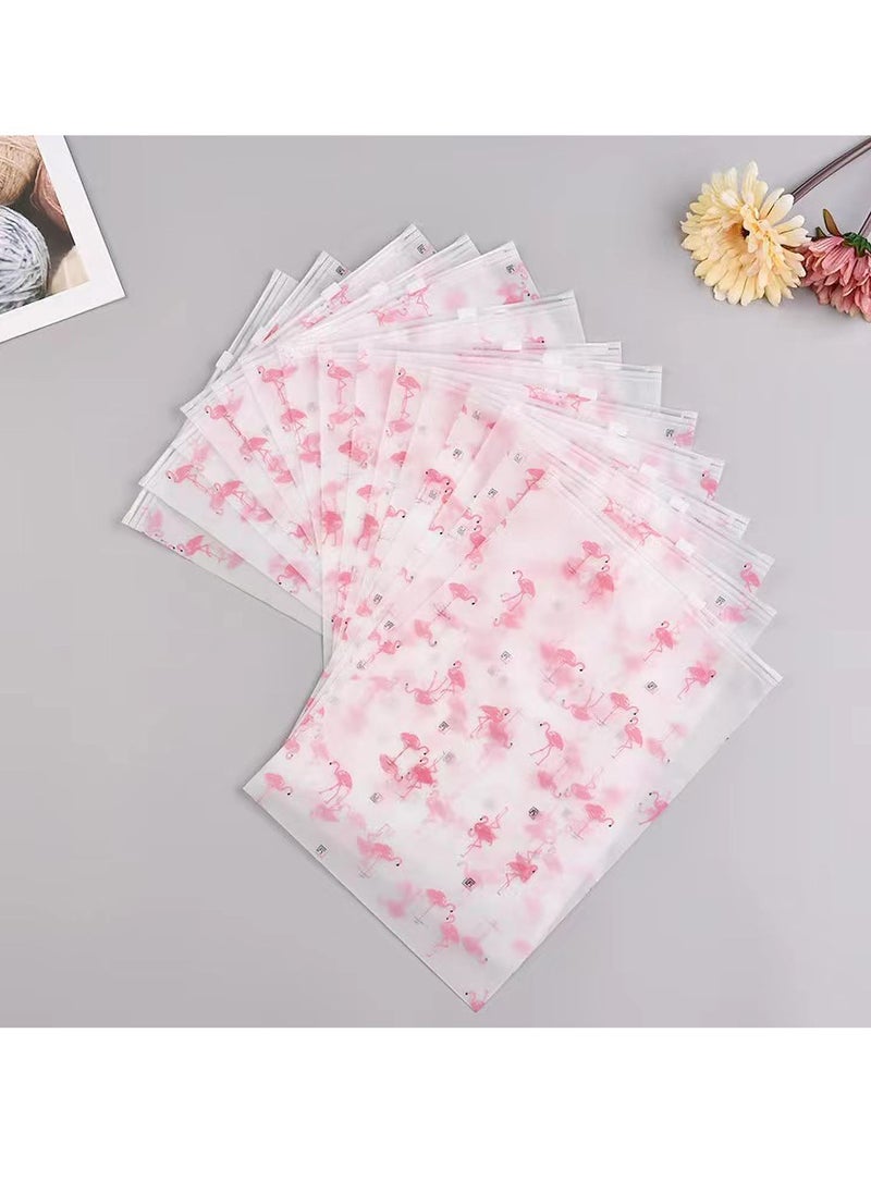 Excefore - Zip Lock Sealable Bags, 35 x 45cm Large Plastic Travel Clothes Storage Bags, Space Saver Bags frosted Surface with Flamingo Patterns, Clear Seal Bags for Clothes, Shoes, Cosmetics (50Pcs)    ★★★Why ch - Image 1