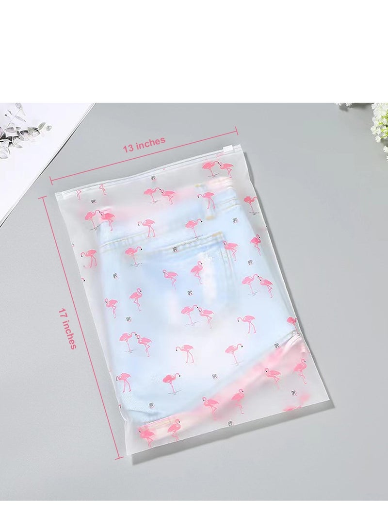 Excefore - Zip Lock Sealable Bags, 35 x 45cm Large Plastic Travel Clothes Storage Bags, Space Saver Bags frosted Surface with Flamingo Patterns, Clear Seal Bags for Clothes, Shoes, Cosmetics (50Pcs)    ★★★Why ch - Image 1