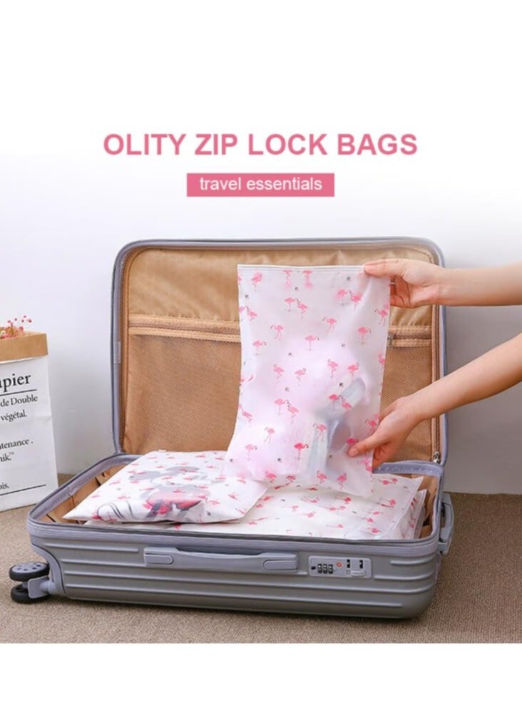Excefore - Zip Lock Sealable Bags, 35 x 45cm Large Plastic Travel Clothes Storage Bags, Space Saver Bags frosted Surface with Flamingo Patterns, Clear Seal Bags for Clothes, Shoes, Cosmetics (50Pcs)    ★★★Why ch - Image 1