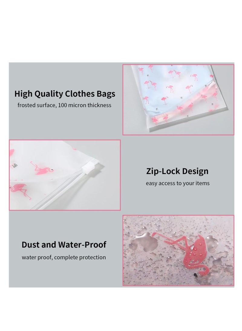 Excefore - Zip Lock Sealable Bags, 35 x 45cm Large Plastic Travel Clothes Storage Bags, Space Saver Bags frosted Surface with Flamingo Patterns, Clear Seal Bags for Clothes, Shoes, Cosmetics (50Pcs)    ★★★Why ch - Image 1