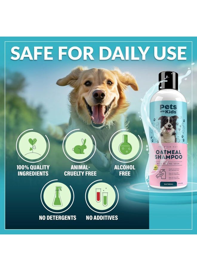 Pets Are Kids Too Oatmeal Dog Shampoo Baking Soda Hypoallergenic Anti Itch Moisturizing Soothing Deodorizing Pet Care Safe Puppy Shampoo Sensitive Skin Cat Shampoo - Coconut Based Cleanser 17 fl oz  - Image 4