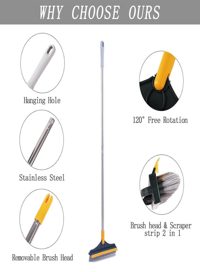 COOFANDY 2 in 1 Floor Brush Scrubber, Cleaning Scrub Brush with Long Handle, Scrub with Squeegee 120°Rotating, Adjustable V-Shaped Cleaning Head, Tile for Bathroom and Kitchen - Image 3