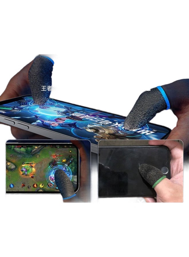 Koolife Gaming Finger Sleeves, Anti-Sweat, For Mobile Games, E-Sports, Peace Elite, Honor Of Kings, Non-Slip Gloves, Pubg Essential, Ultra-Thin, Heat Dissipation, Black + Blue - Image 1