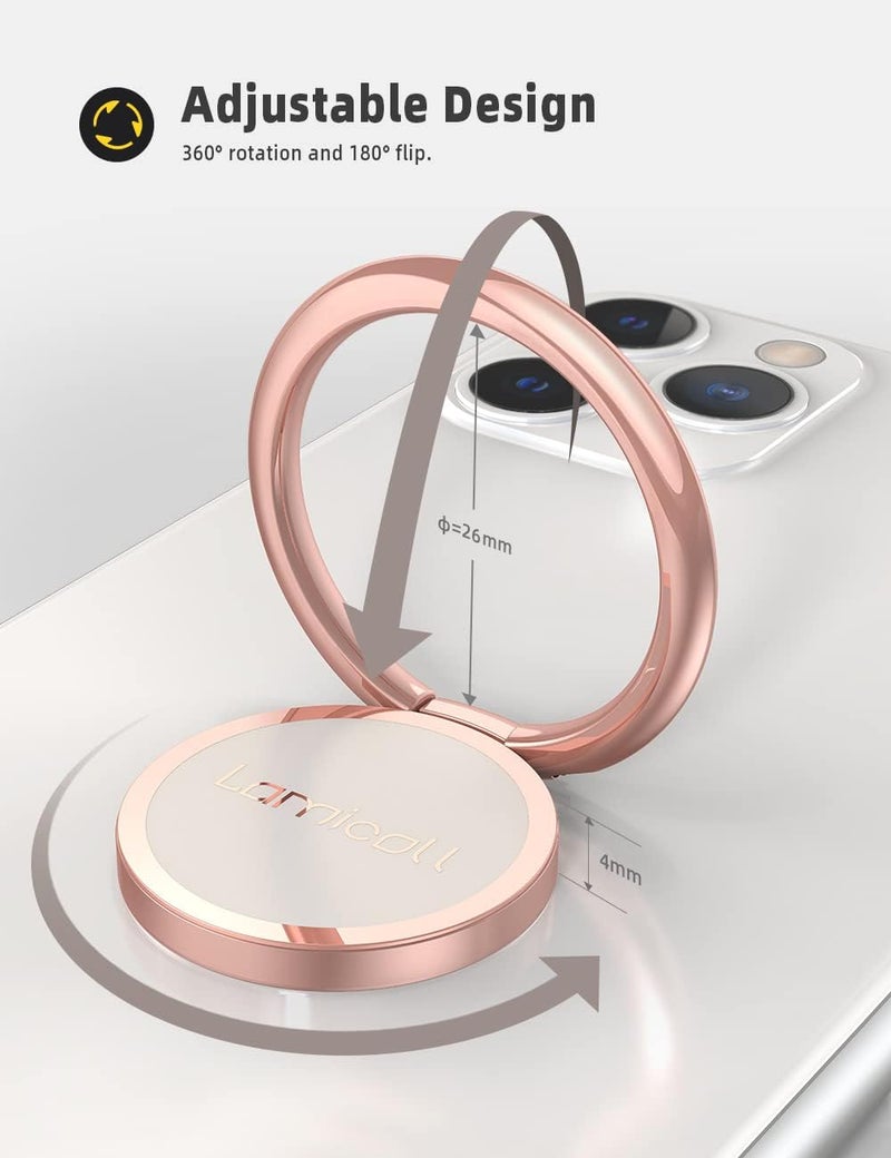 Lamicall Cell Phone Ring Holder Finger Stand - Lamicall Phone Kickstand, 360° Rotation Polished Metal Grip, Compatible with iPhone 16 15 14 13 12 Pro Max,All Android Smartphone (Rosa) - Image 5
