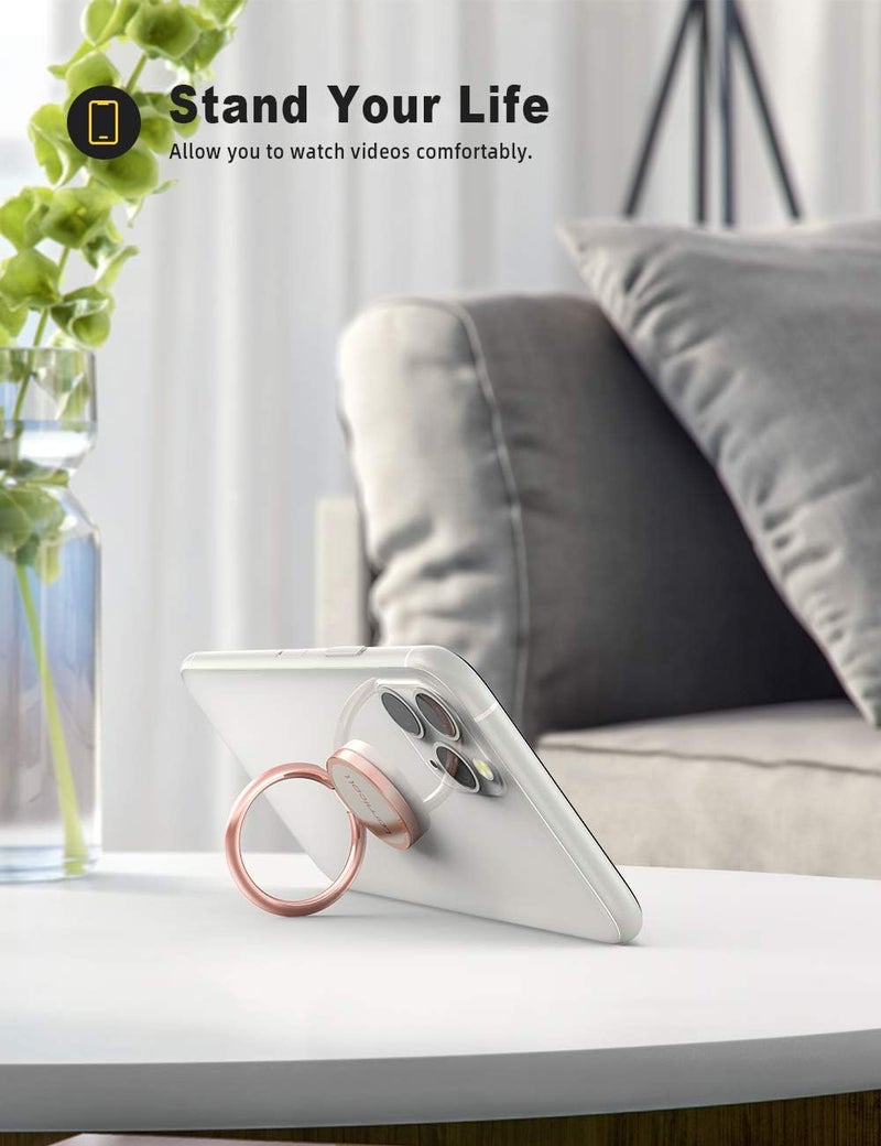 Lamicall Cell Phone Ring Holder Finger Stand - Lamicall Phone Kickstand, 360° Rotation Polished Metal Grip, Compatible with iPhone 16 15 14 13 12 Pro Max,All Android Smartphone (Rosa) - Image 2