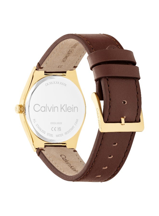 Calvin Klein Motion Men's Quartz Watch with White Dial and Brown Leather Strap - 25200523 - Image 3