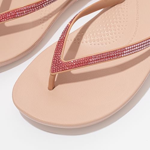 FitFlop Women's iQushion Ombre Sparkle Flip-Flips with Micro Crystals, Lightweight Ergonomic Flip Flop Sandals with Arch Support and Contoured Footbed for Walking, Beige, 5 US Women - Image 3
